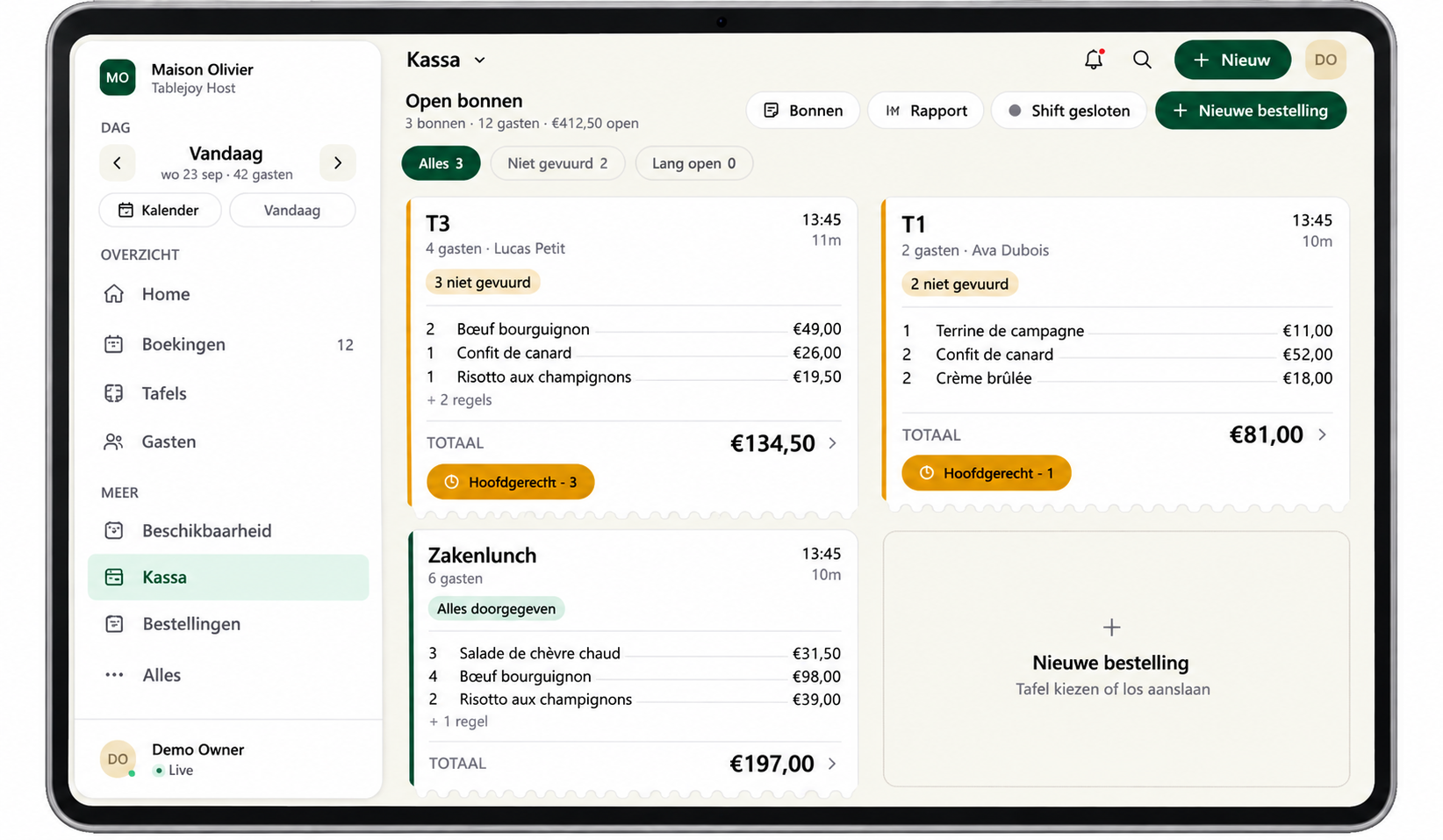 Nederlandse Horeca-Kassa op Tablet