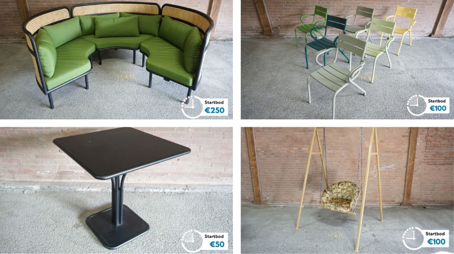 Satelliet horeca meubulair veiling outlet