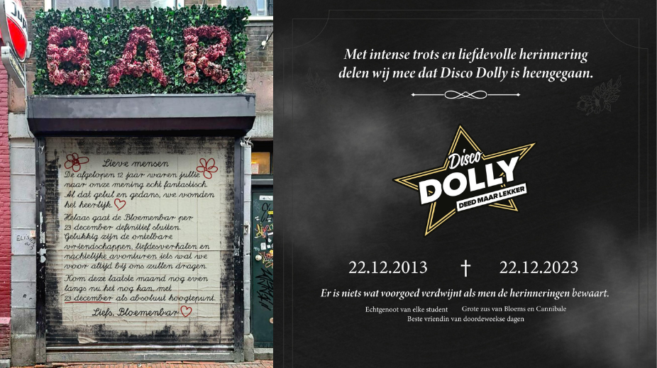 Sluiting de Bloemenbar en Disco Dolly in Amsterdam
